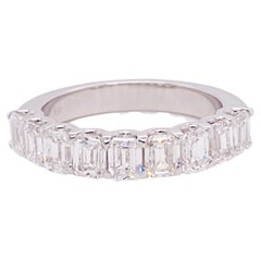 Emerald Shaped Diamond Band w 2.4 Carat Diamonds in 18K White Gold Ring
