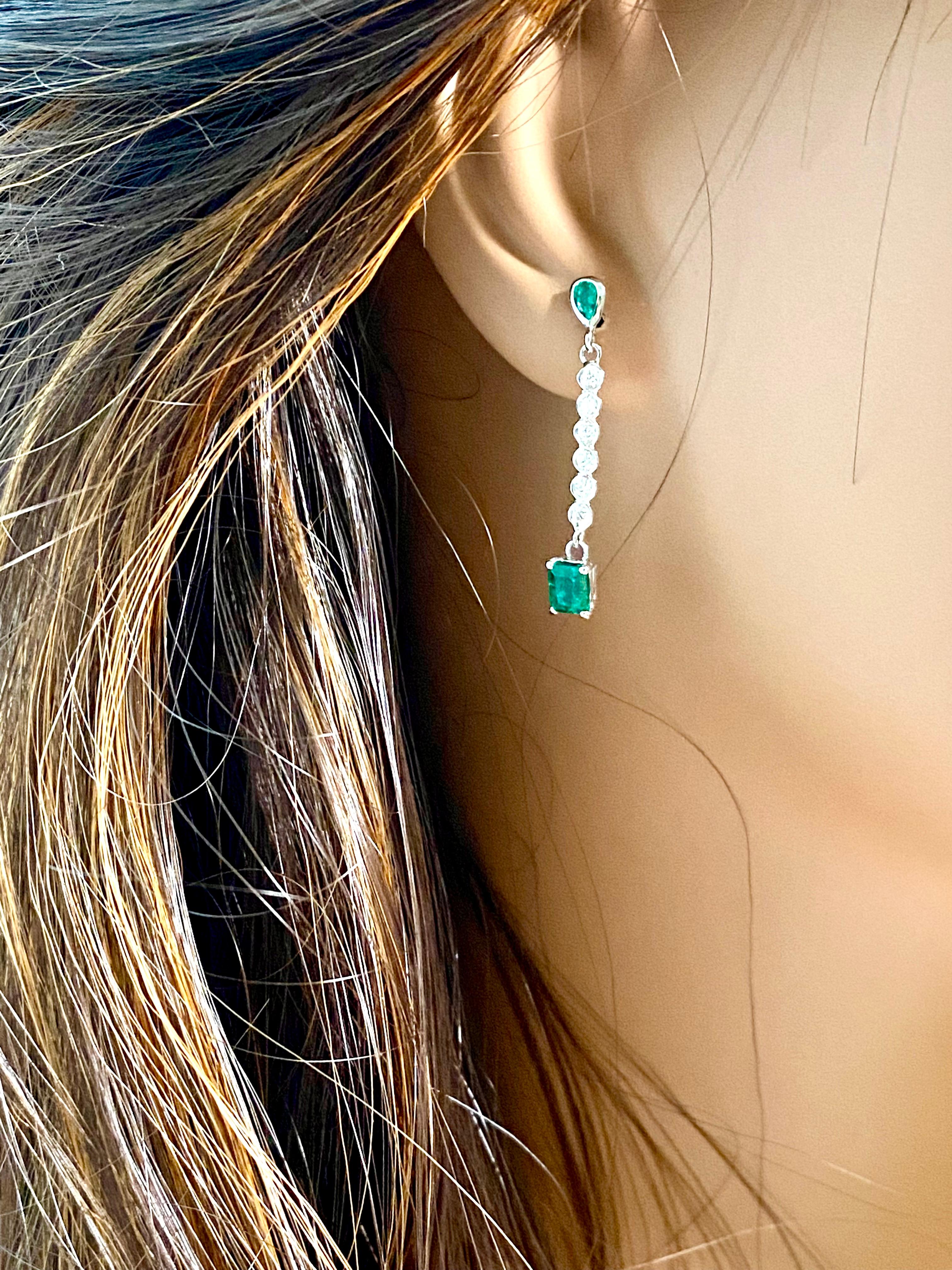 diamond linear drop earrings