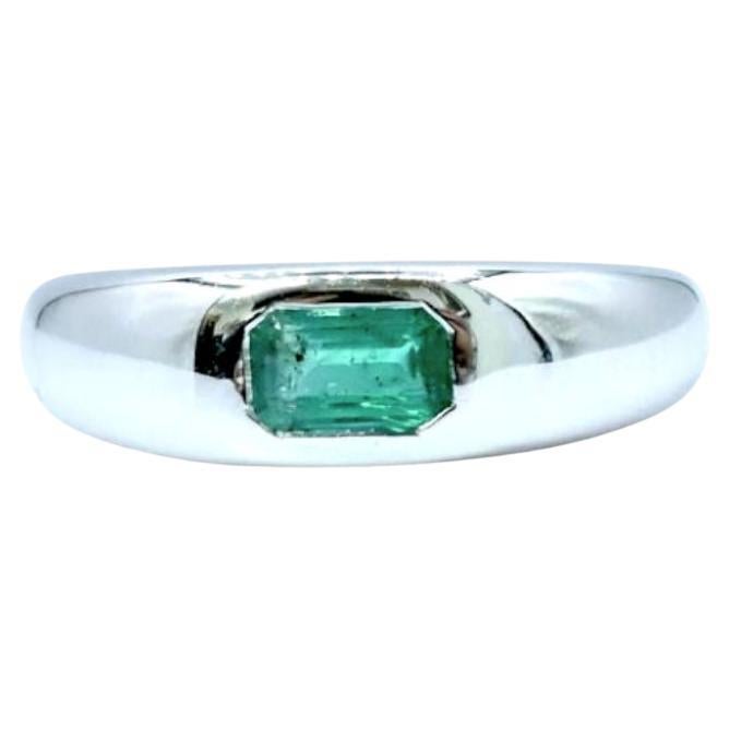 Smaragd-Signet-Ring aus 14 Karat Weißgold