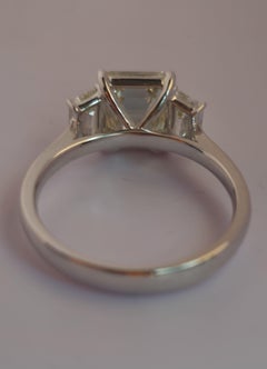 Emerald Silhouette - 3 Stone Diamond Ring GIA Certified in 18K