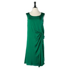 Emerald silk draped cocktail dress Lanvin by Alber Elbaz "10 Years Anniversary"