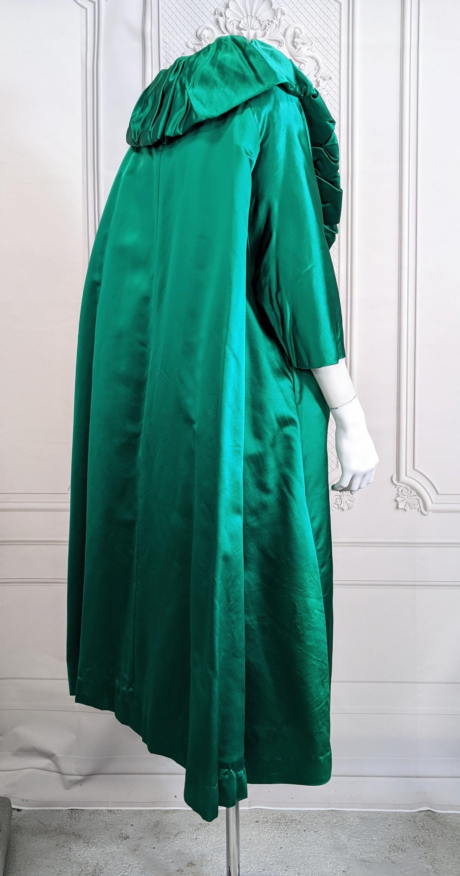Emerald Silk Satin Opera Coat For Sale 5