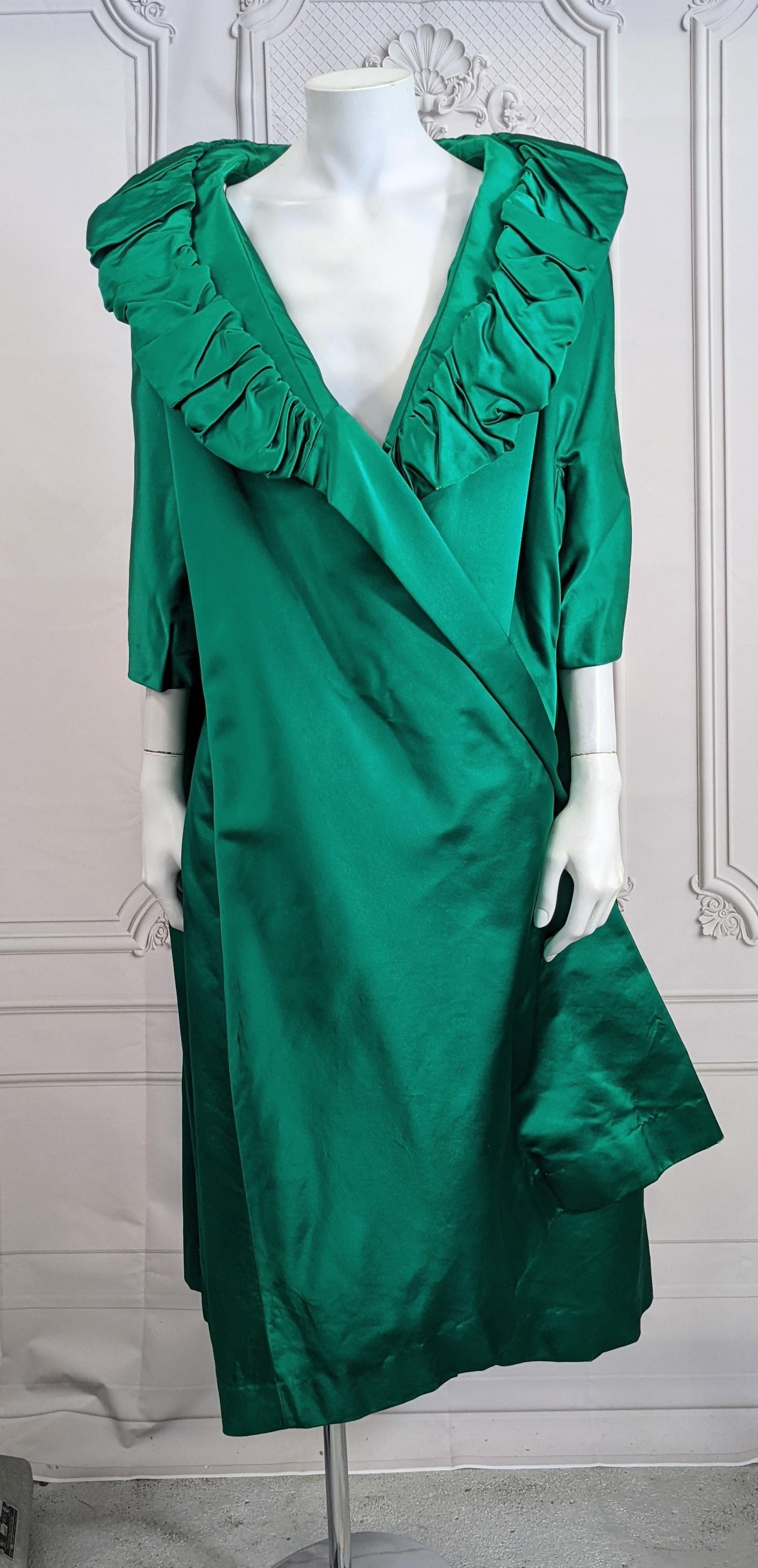 Emerald Silk Satin Opera Coat For Sale 6