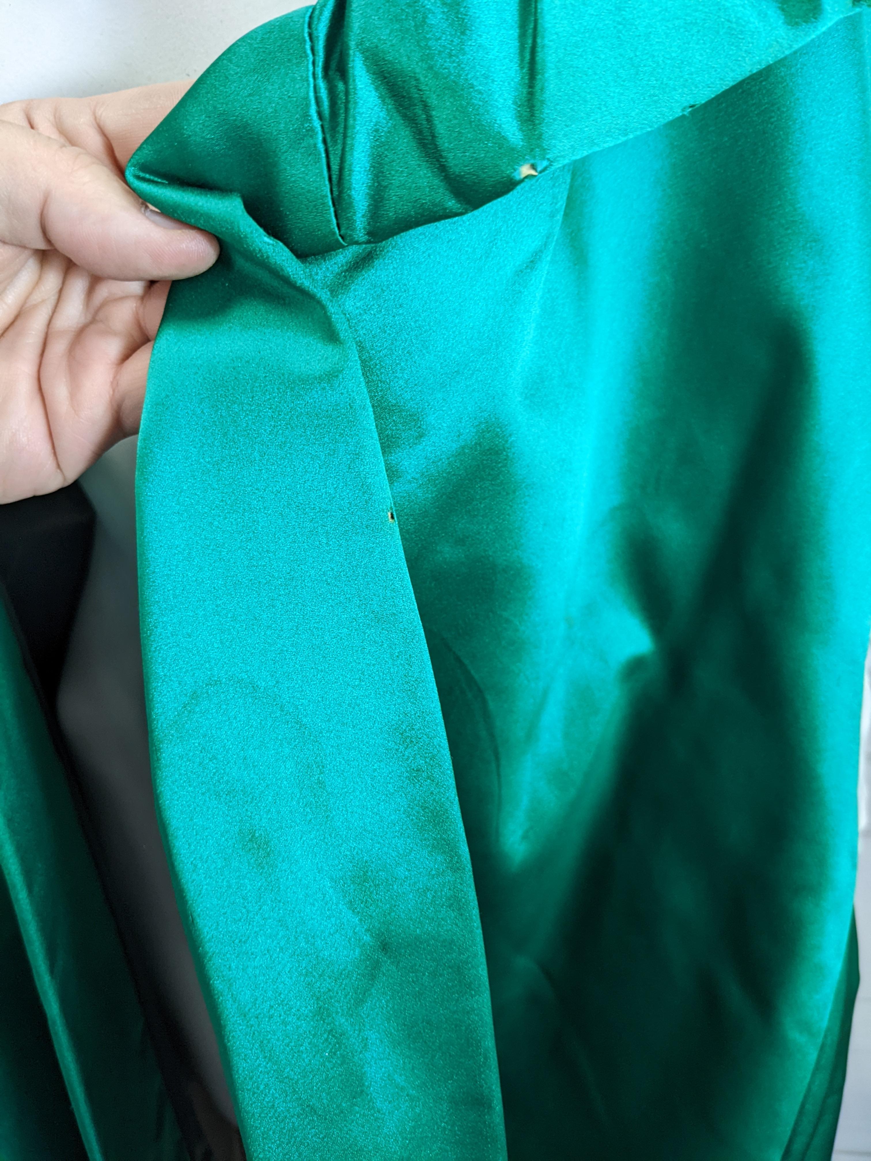 Emerald Silk Satin Opera Coat For Sale 8