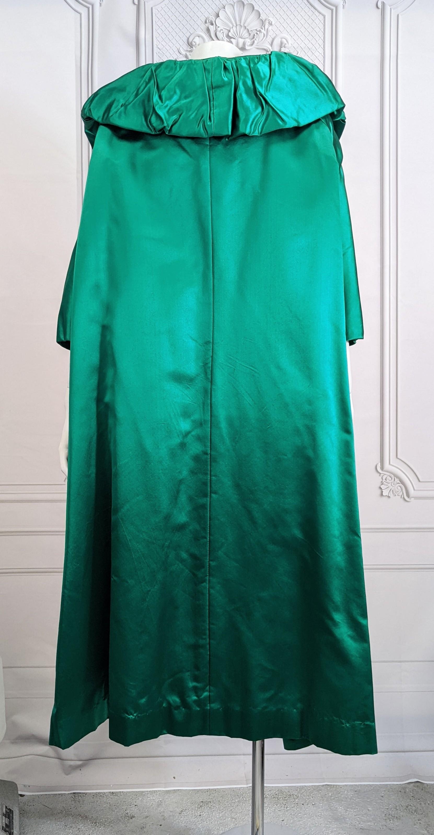 Blue Emerald Silk Satin Opera Coat For Sale