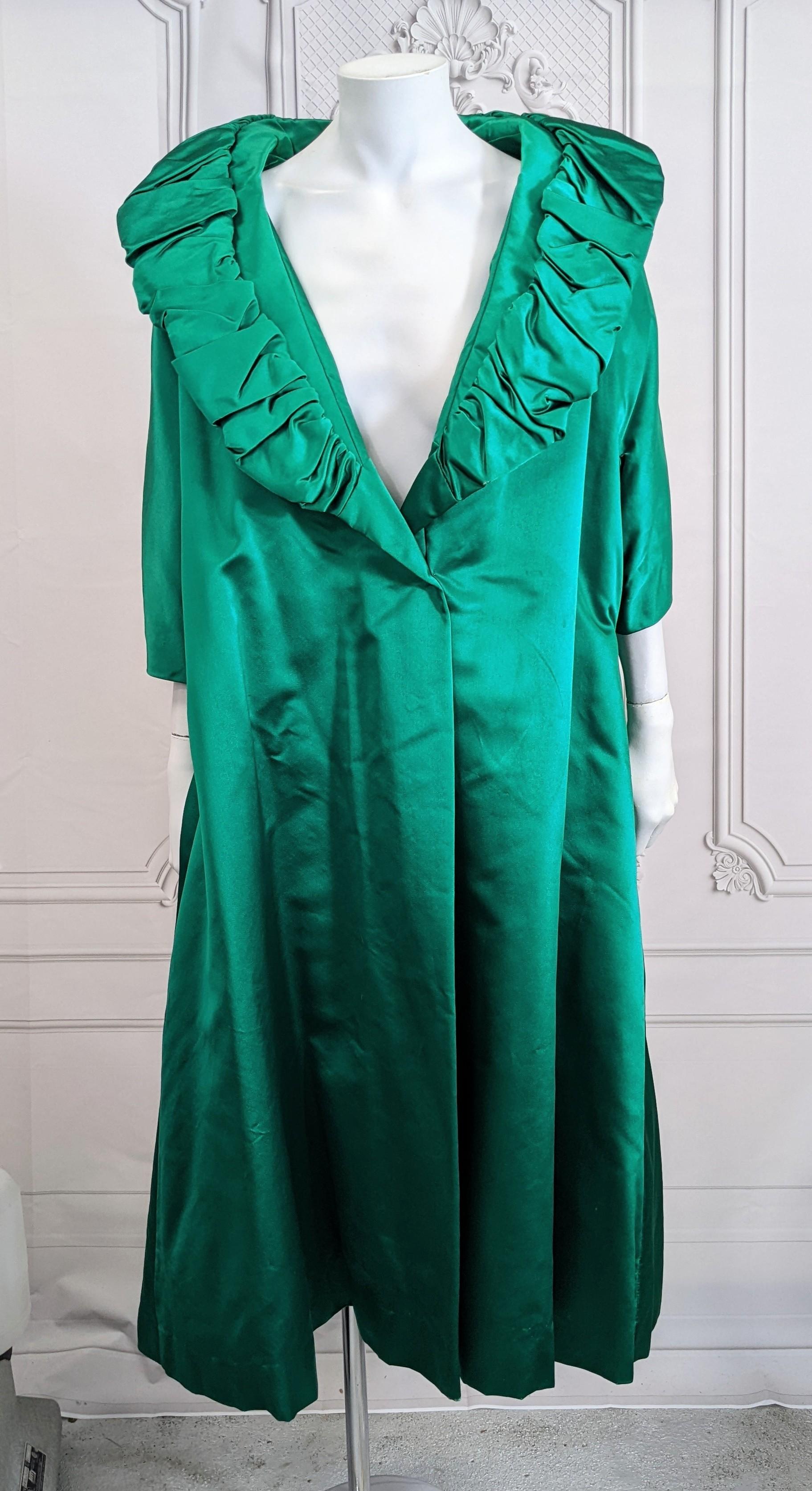 Emerald Silk Satin Opera Coat For Sale 1