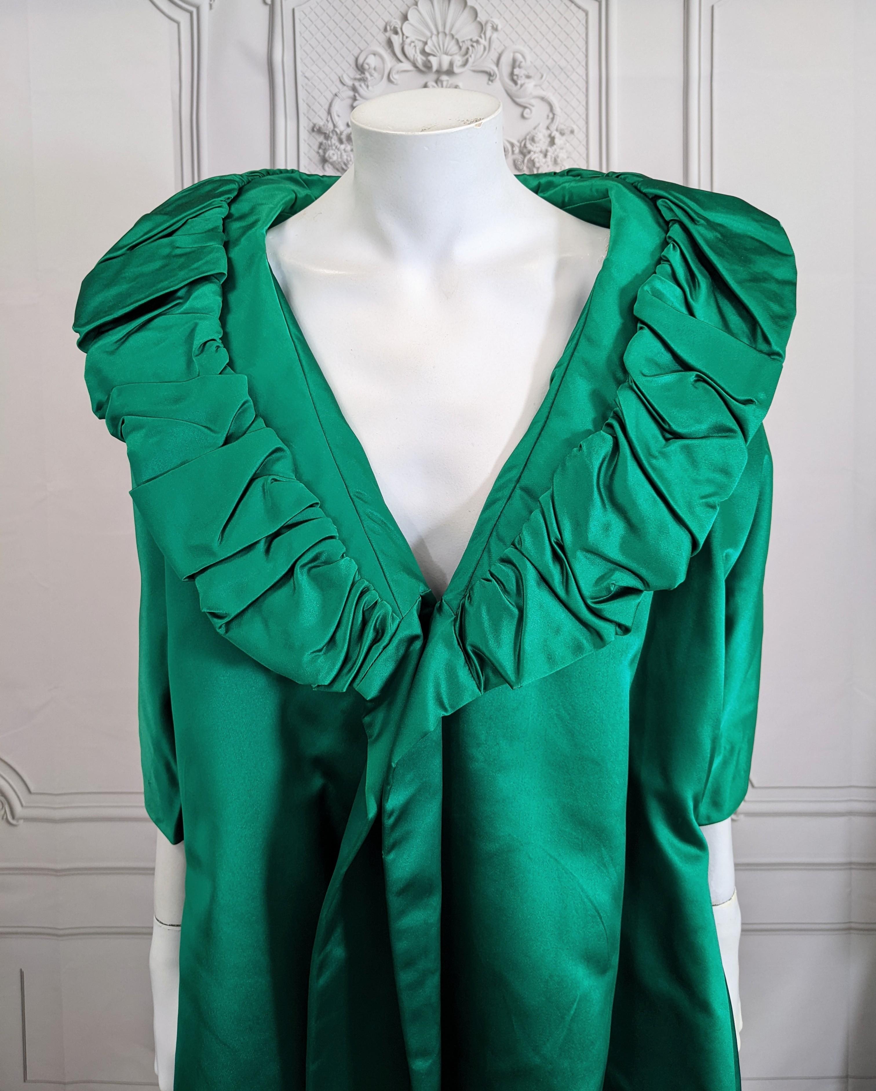 Emerald Silk Satin Opera Coat 1
