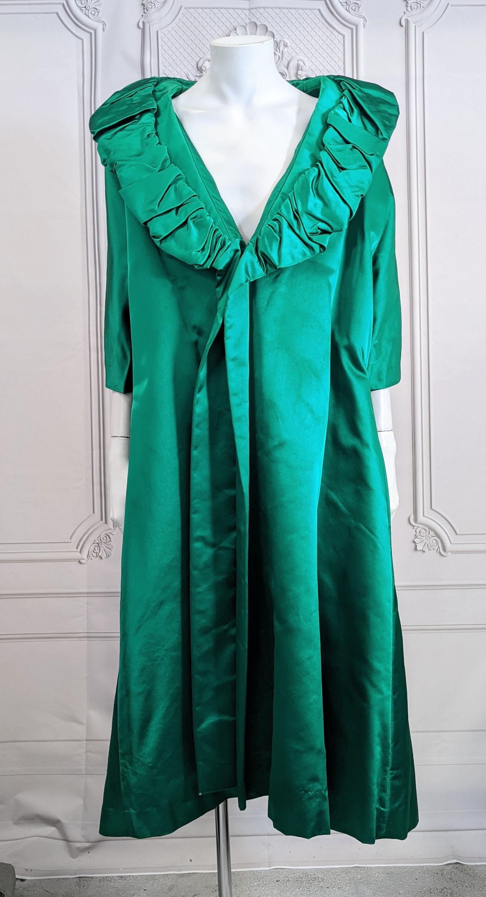 Emerald Silk Satin Opera Coat For Sale 3
