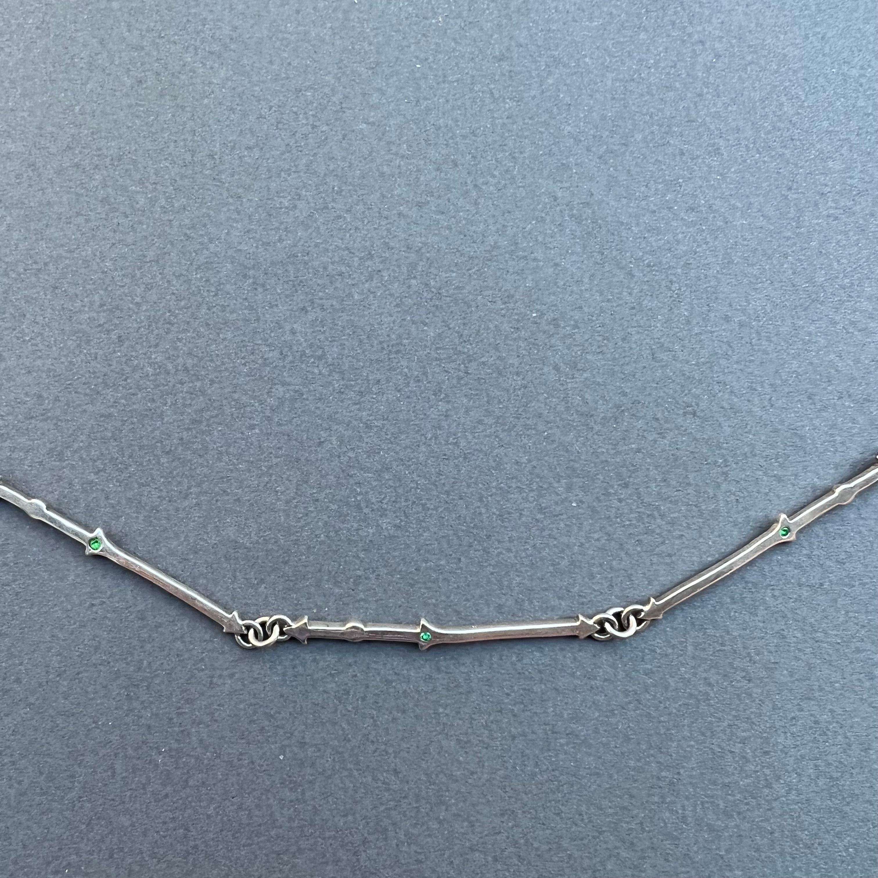 Smaragd Silber Kette Anhänger Halskette Choker J Dauphin im Angebot 4
