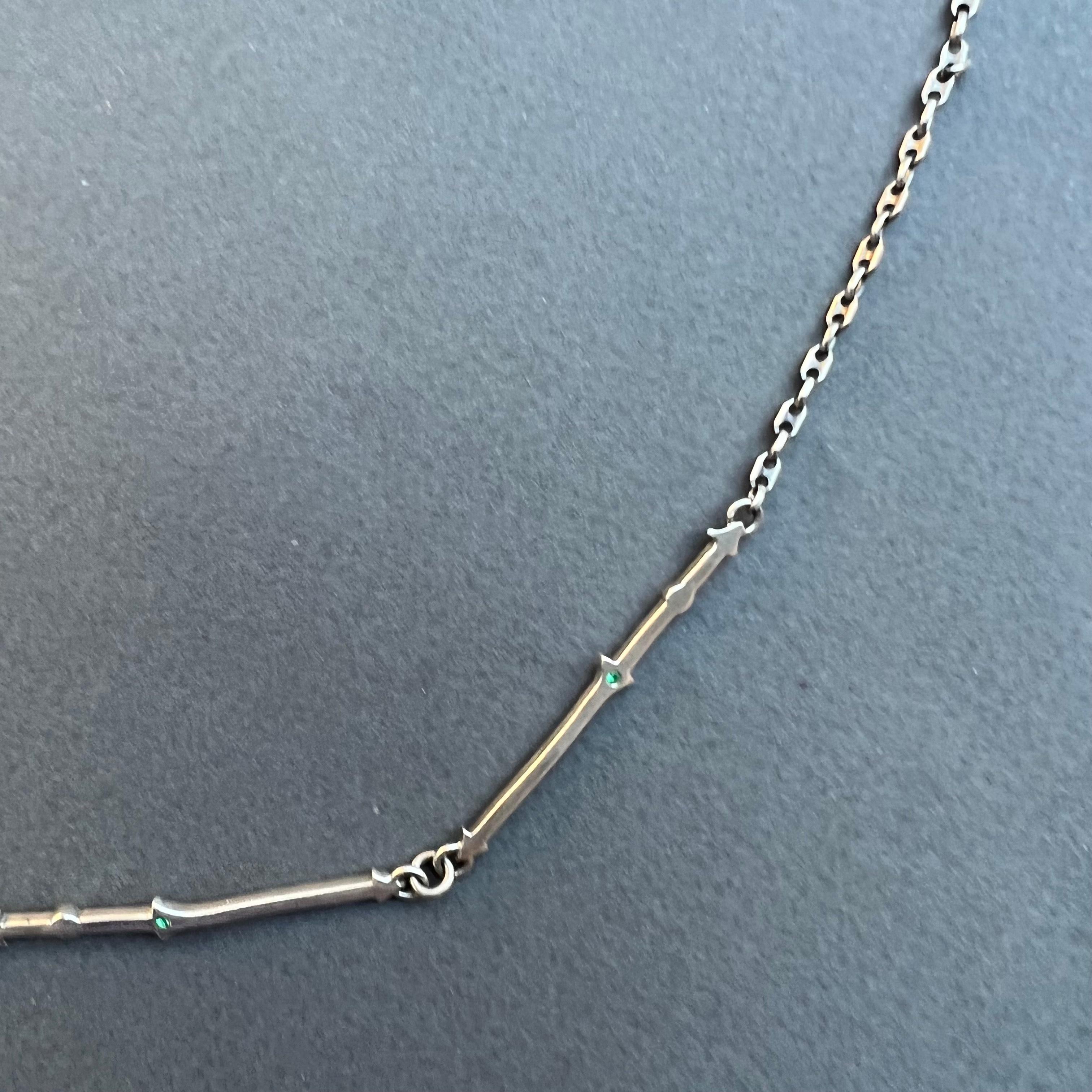 Smaragd Silber Kette Anhänger Halskette Choker J Dauphin im Angebot 6