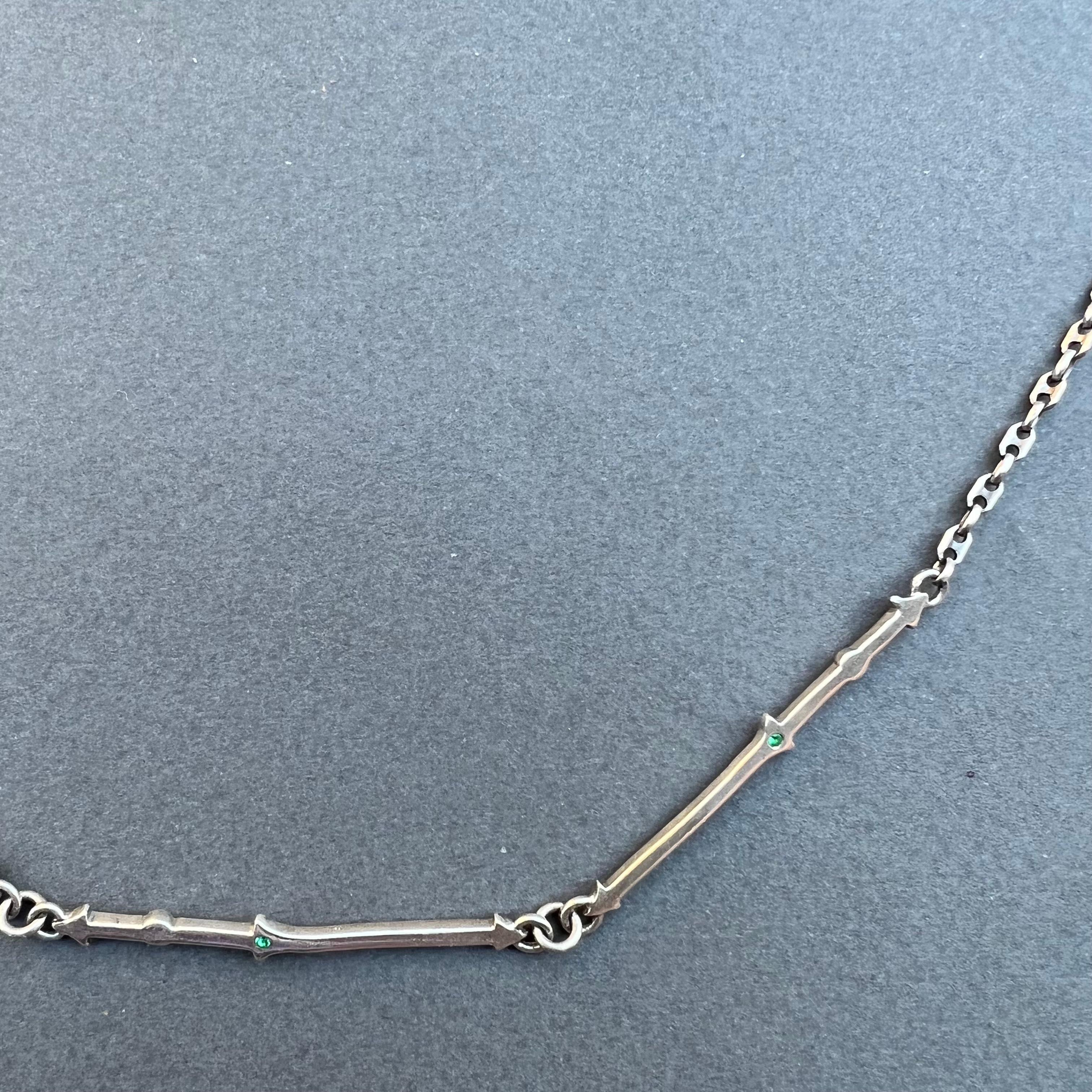 Smaragd Silber Kette Anhänger Halskette Choker J Dauphin im Angebot 7