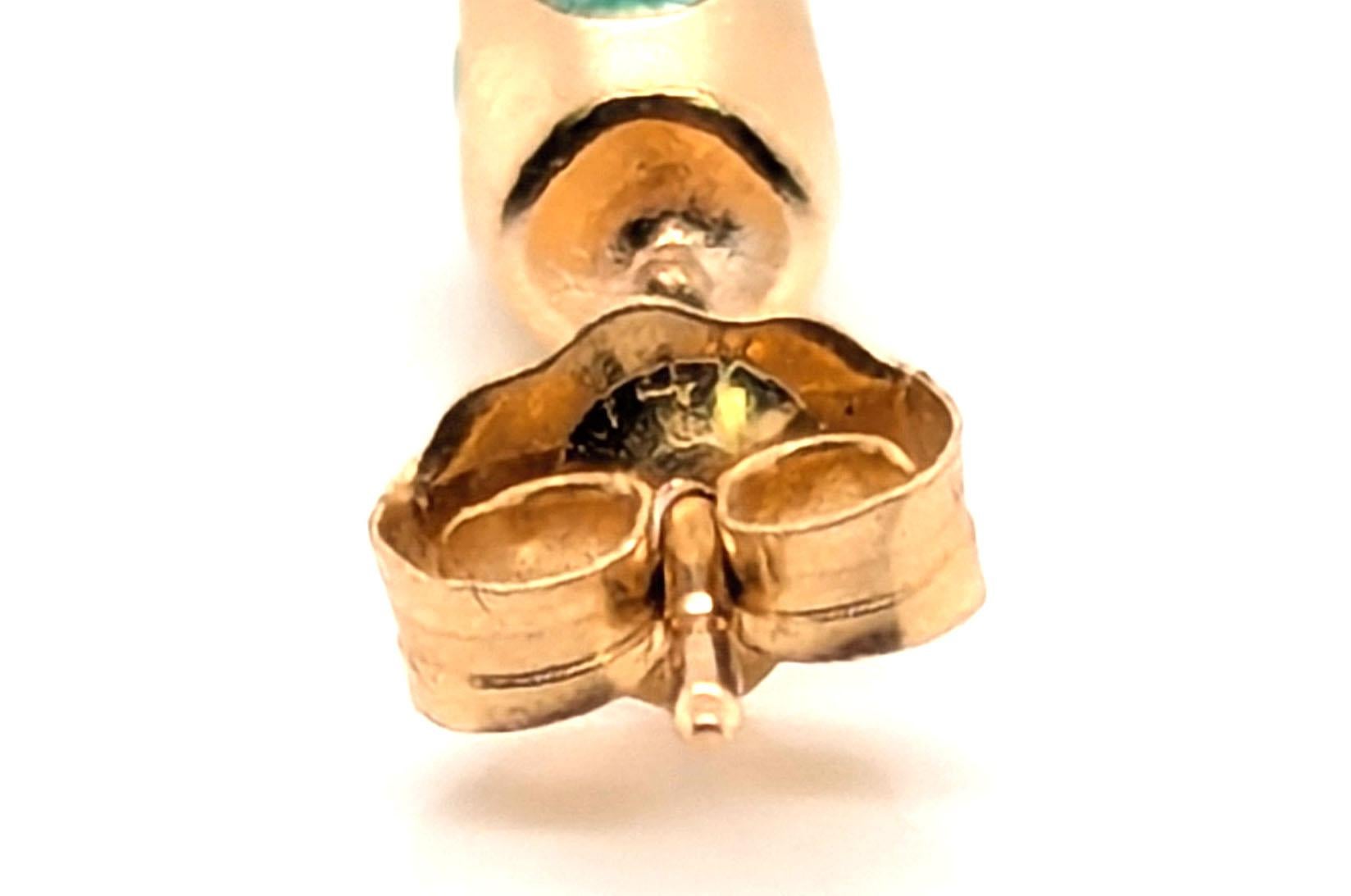 da uomo o donna Emerald Single Stud Earring .25ct Round 14K Yellow Gold May Birthstone in vendita