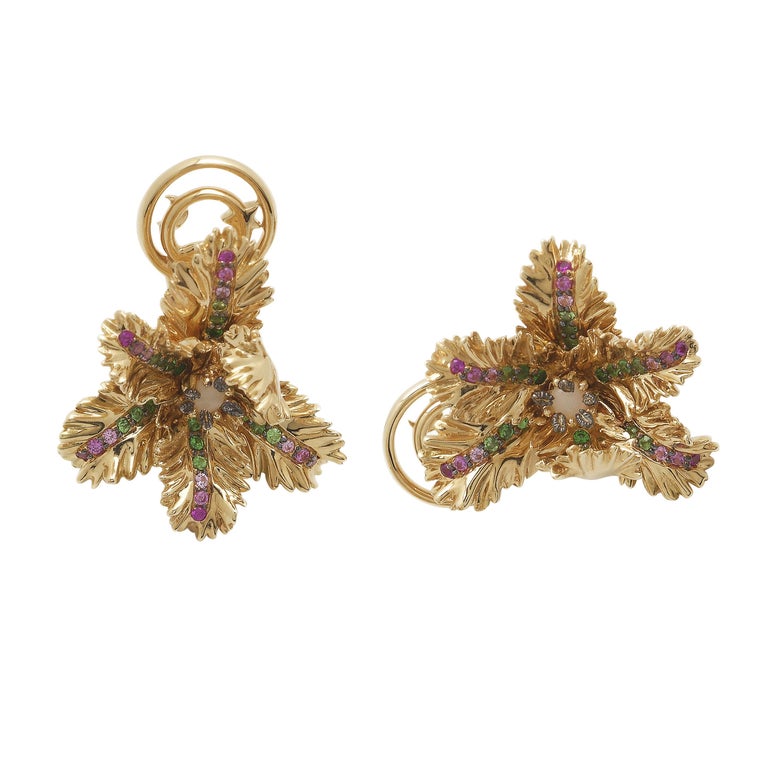 Emerald Diamond Slice Earrings