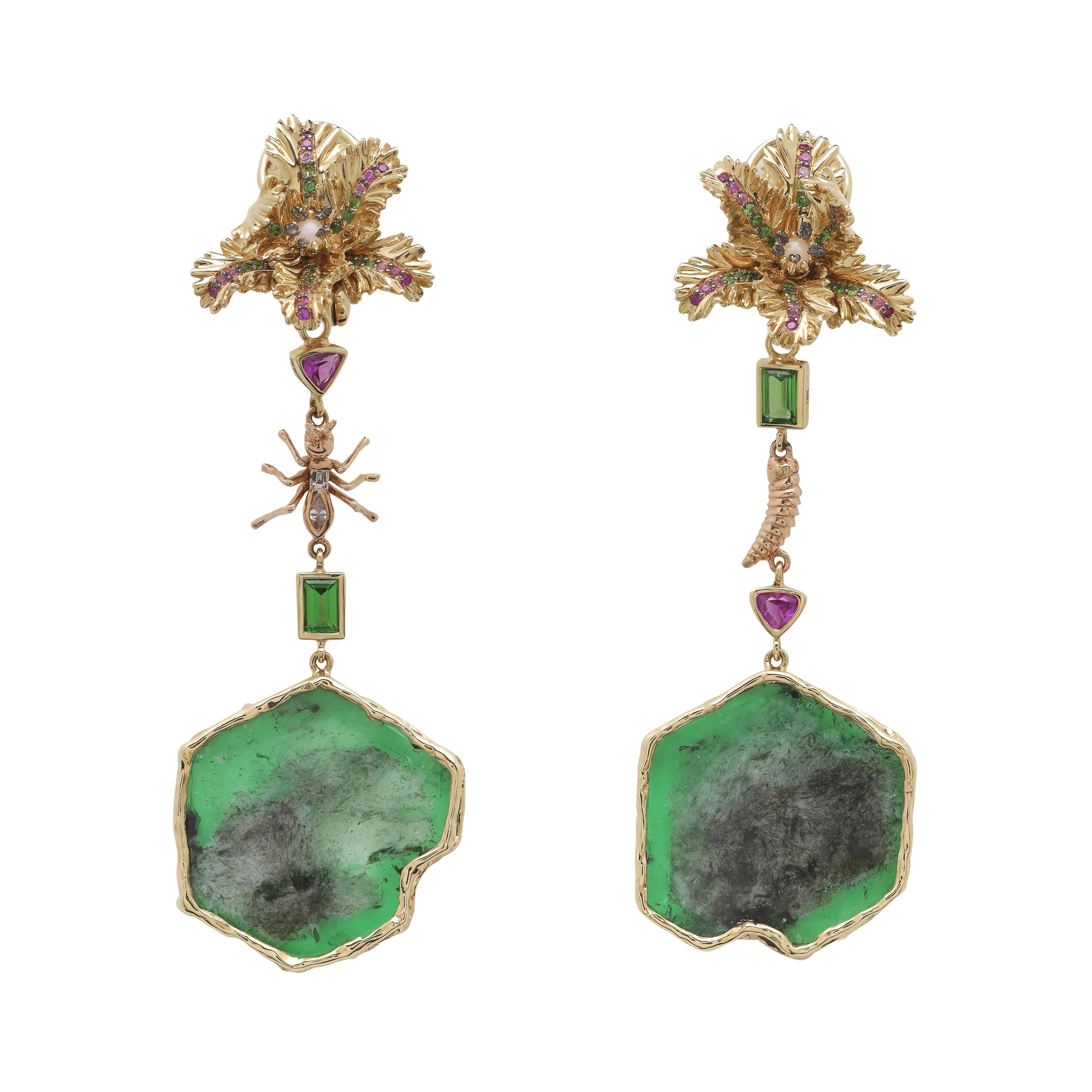 Emerald Slice Earrings For Sale at 1stDibs