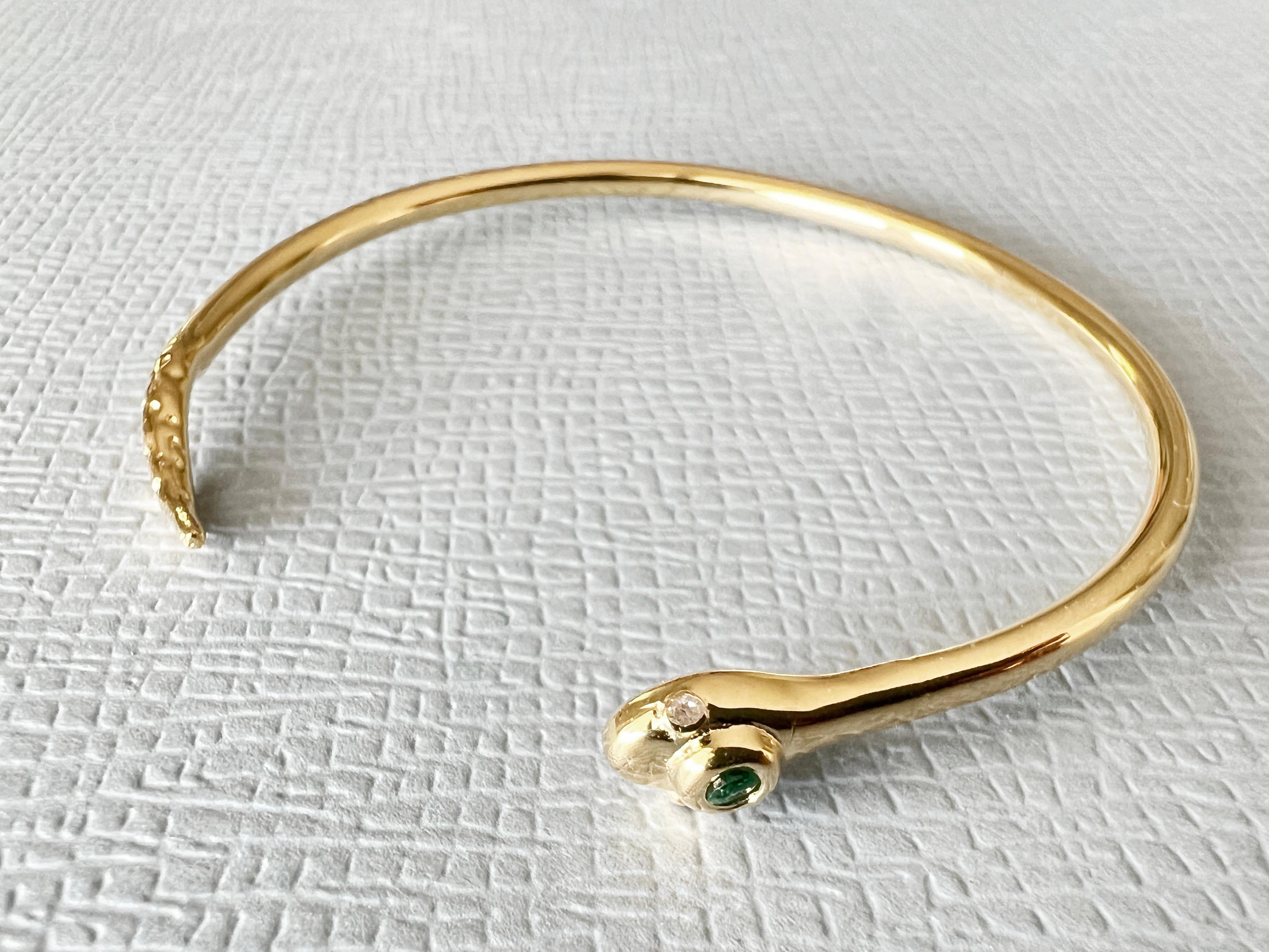 Bracciale a serpente con diamante bianco smeraldo in stile vittoriano in vendita 2