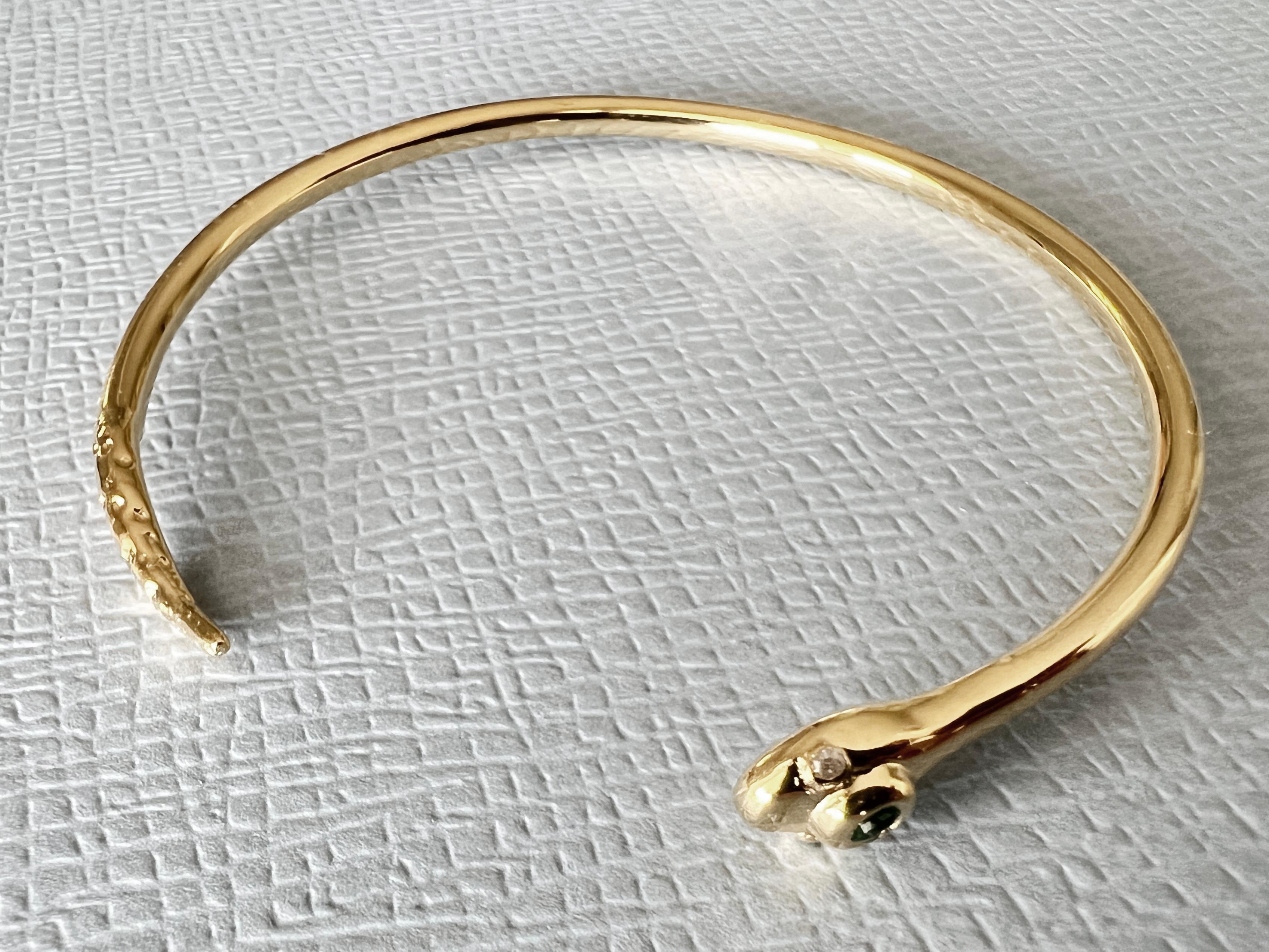 Bracciale a serpente con diamante bianco smeraldo in stile vittoriano in vendita 3