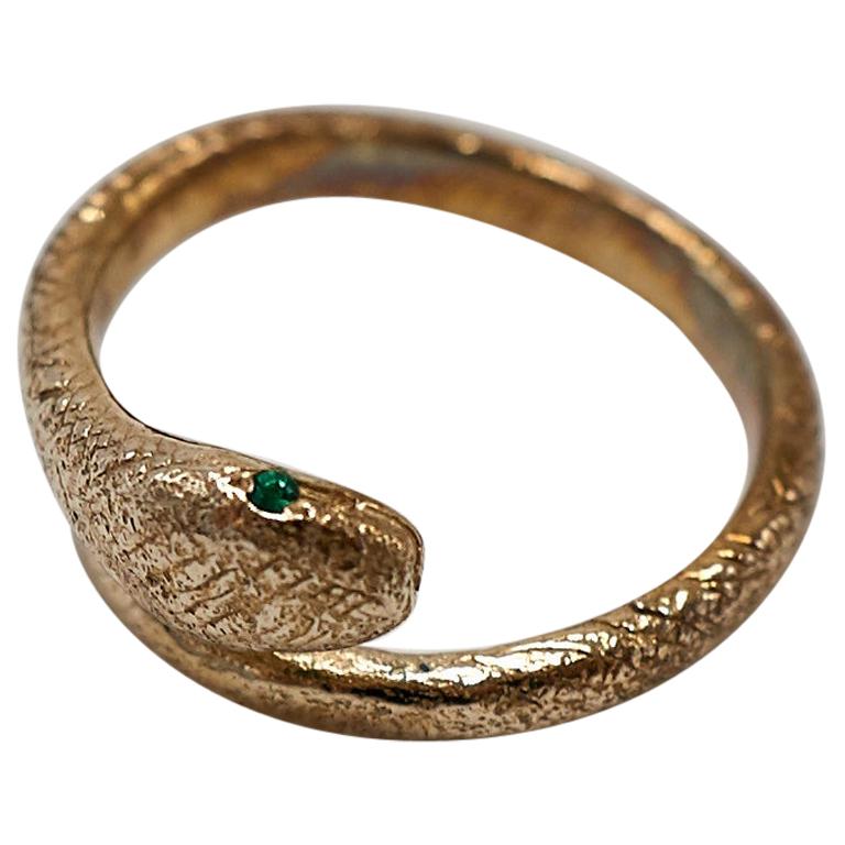 Emerald Snake Ring Cocktail Fashion Ring Bronze Animal Ring J Dauphin For  Sale at 1stDibs