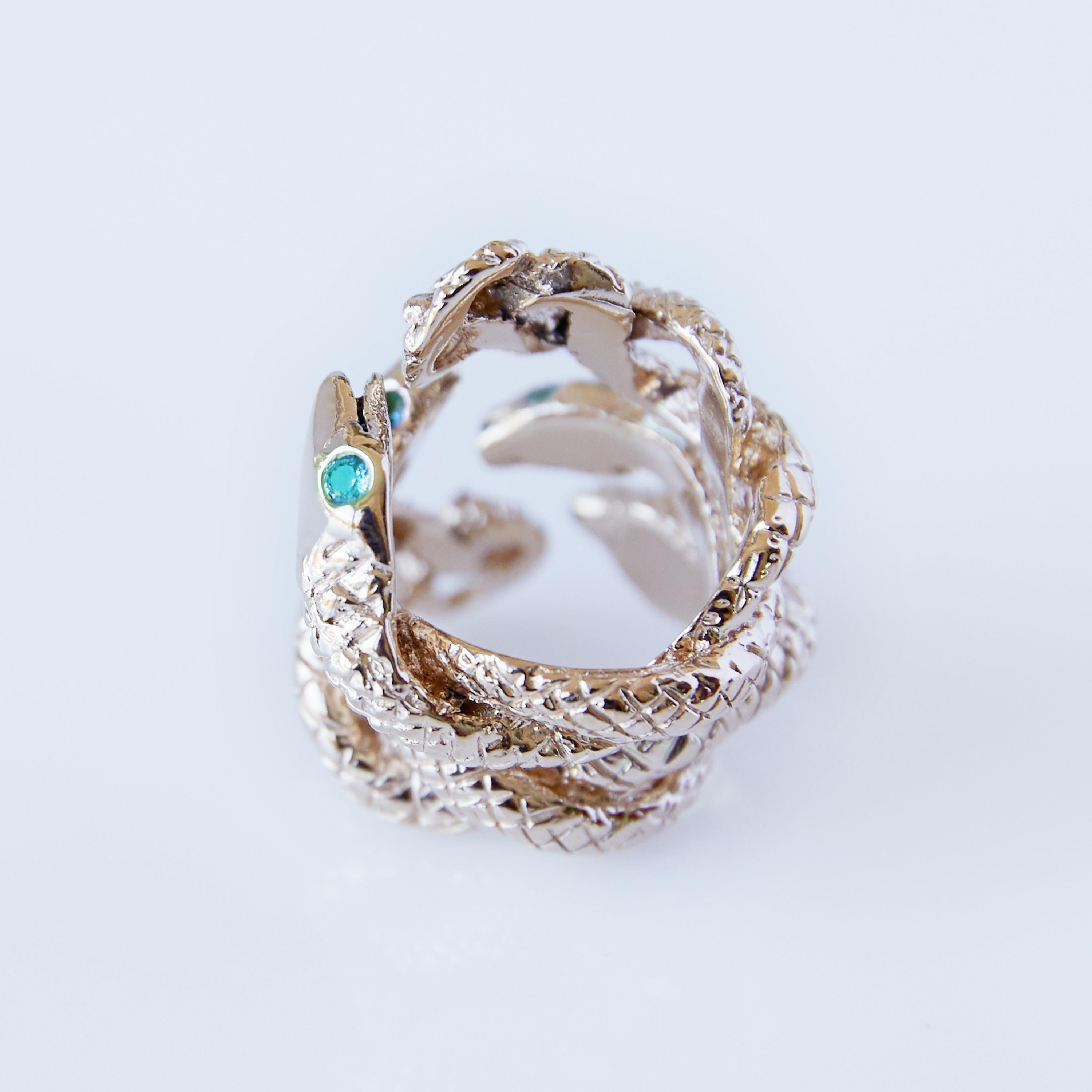 Smaragdschlangenring Cocktail Ring Bronze Einsie Statement-Ring J Dauphin (Brillantschliff) im Angebot