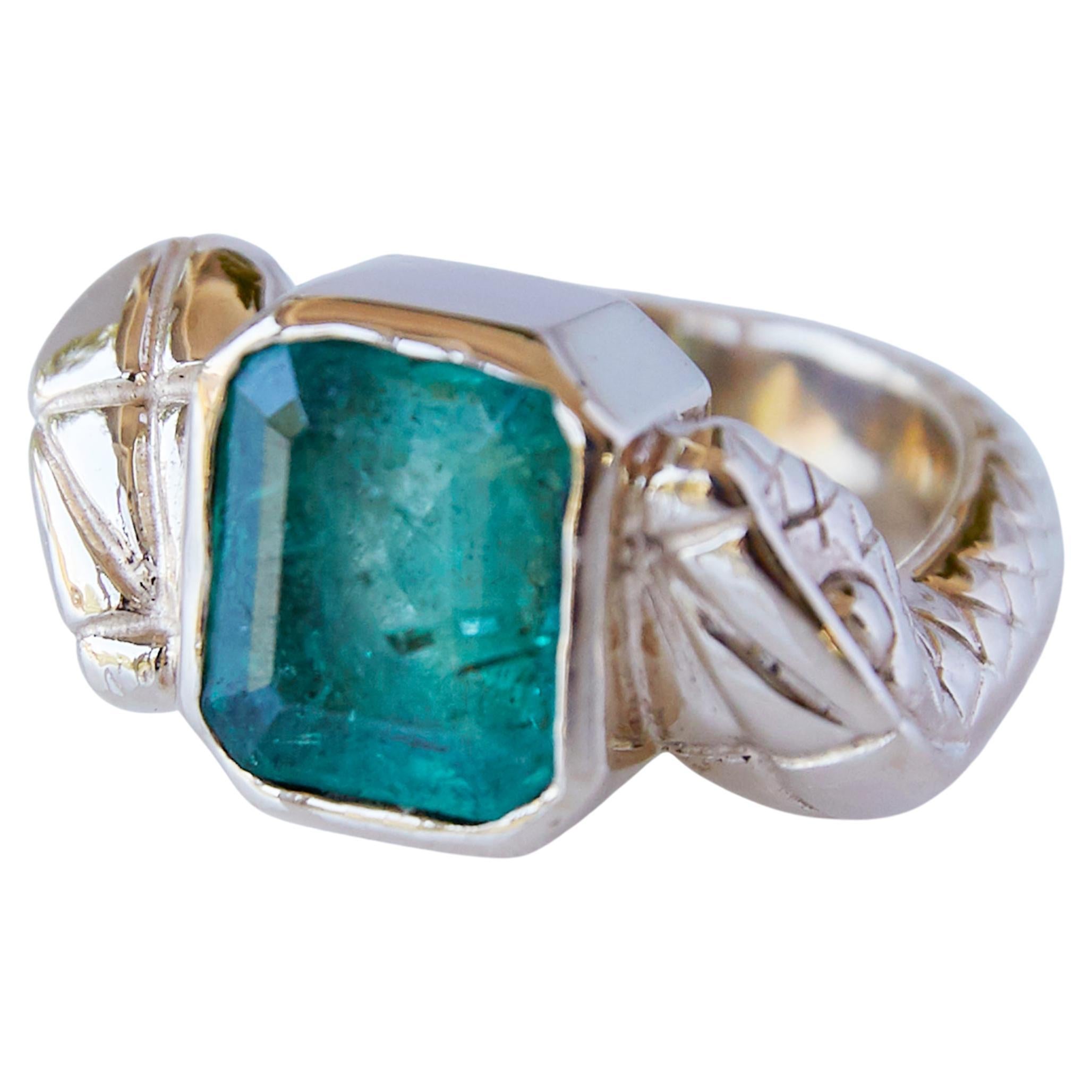 Emerald Snake Ring Gold Fashion Cocktail Ring Animal jewelry  J Dauphin