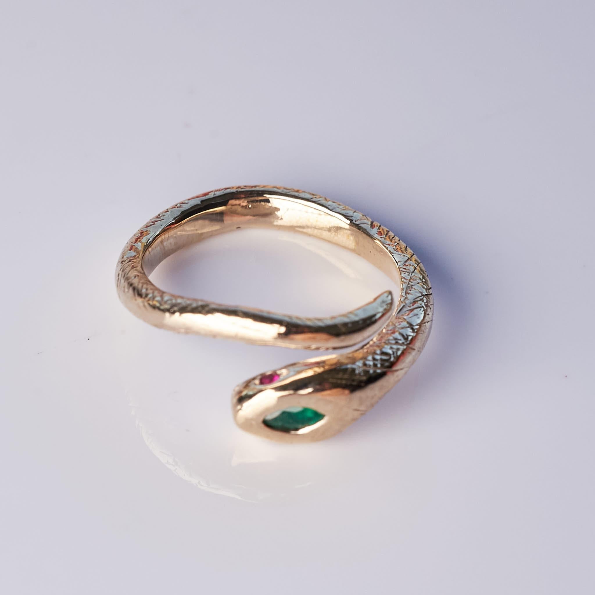 Marquis Emerald Snake Ring Gold For Sale 4