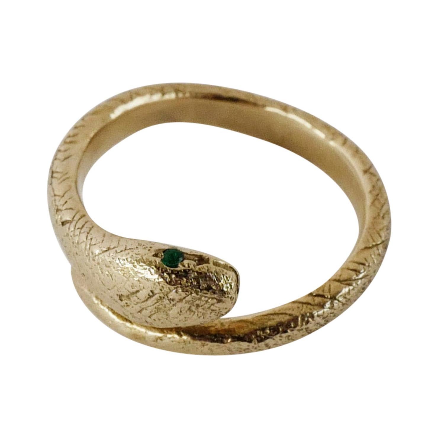 Emerald Gold Snake Ring Victorian Style Cocktail Ring Adjustable J