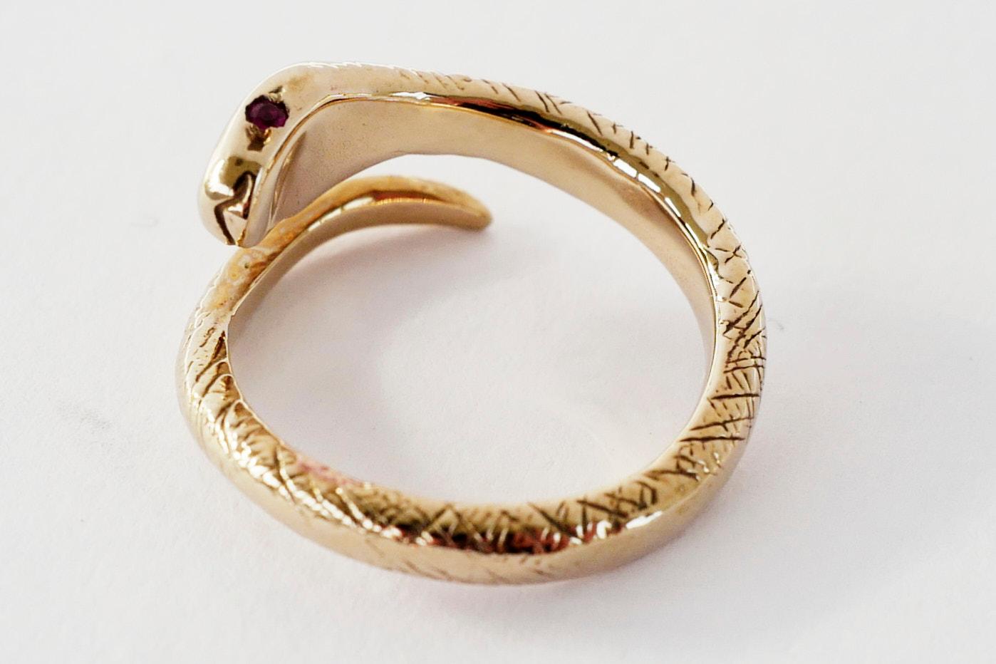 Women's Emerald Snake Ring Gold Ruby For Sale