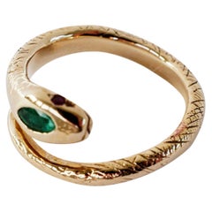 Emerald Snake Ring Gold Ruby