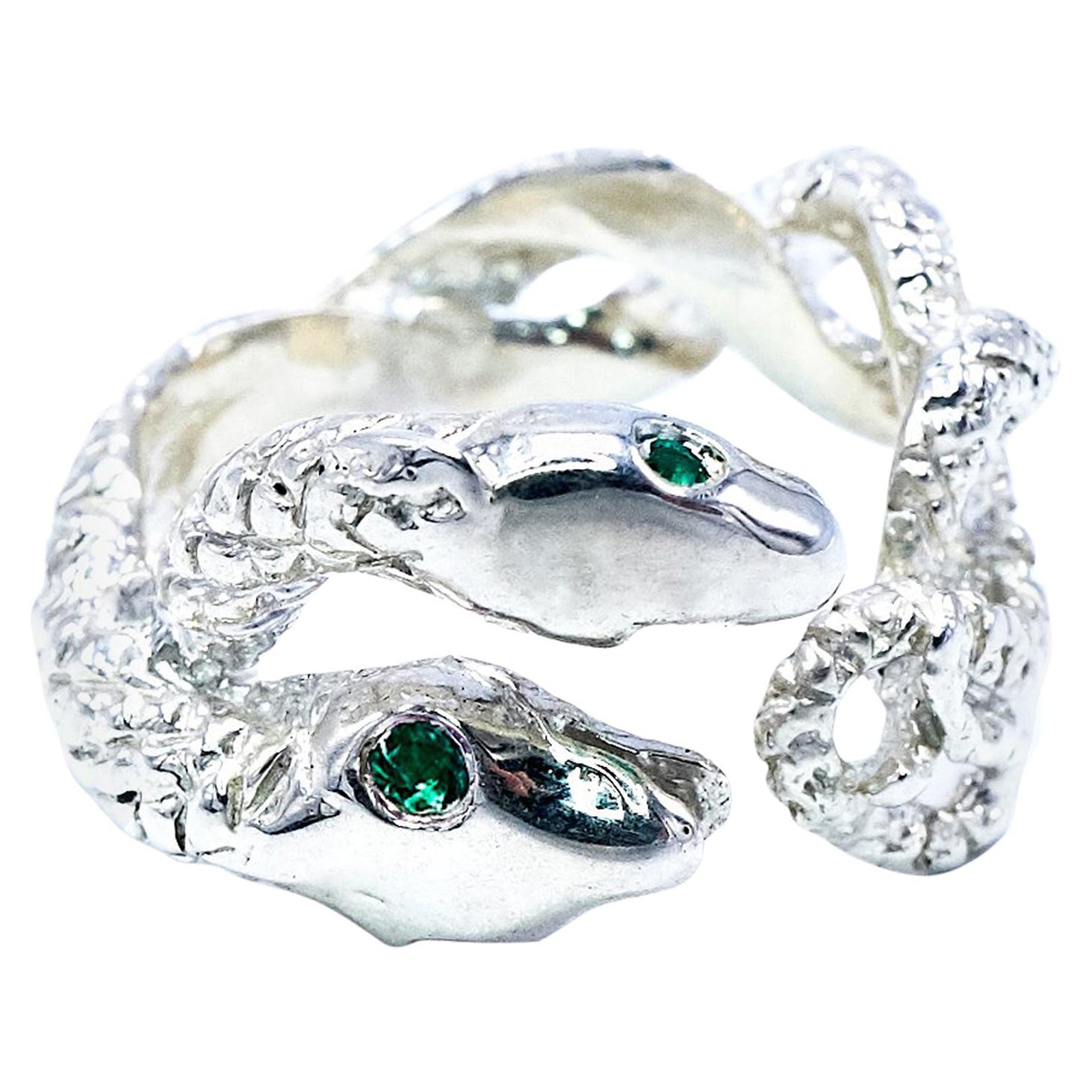 Anillo serpiente esmeralda Plata de ley J DAUPHIN