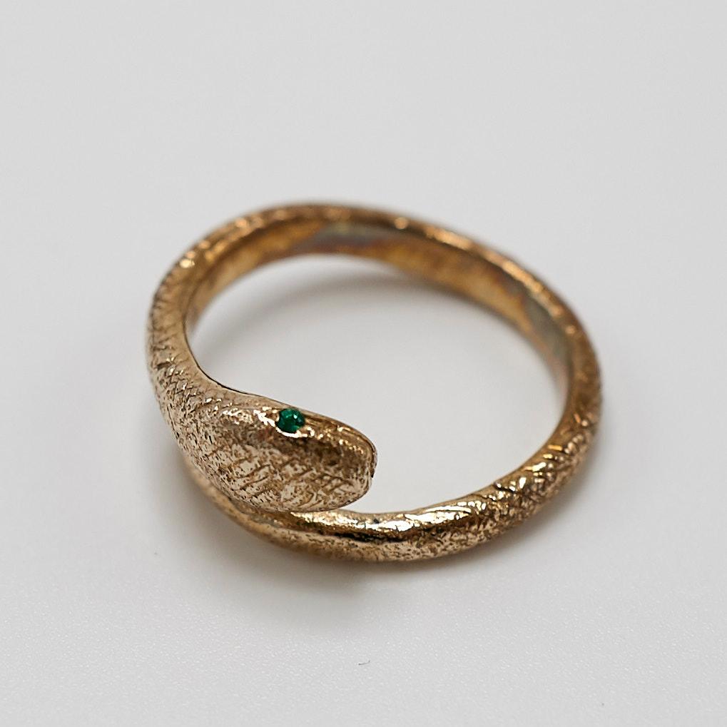 Emerald Snake Ring Victorian Style Cocktail Ring Adjustable 10k Gold Onesie Animal Ring J Dauphin

J DAUPHIN 