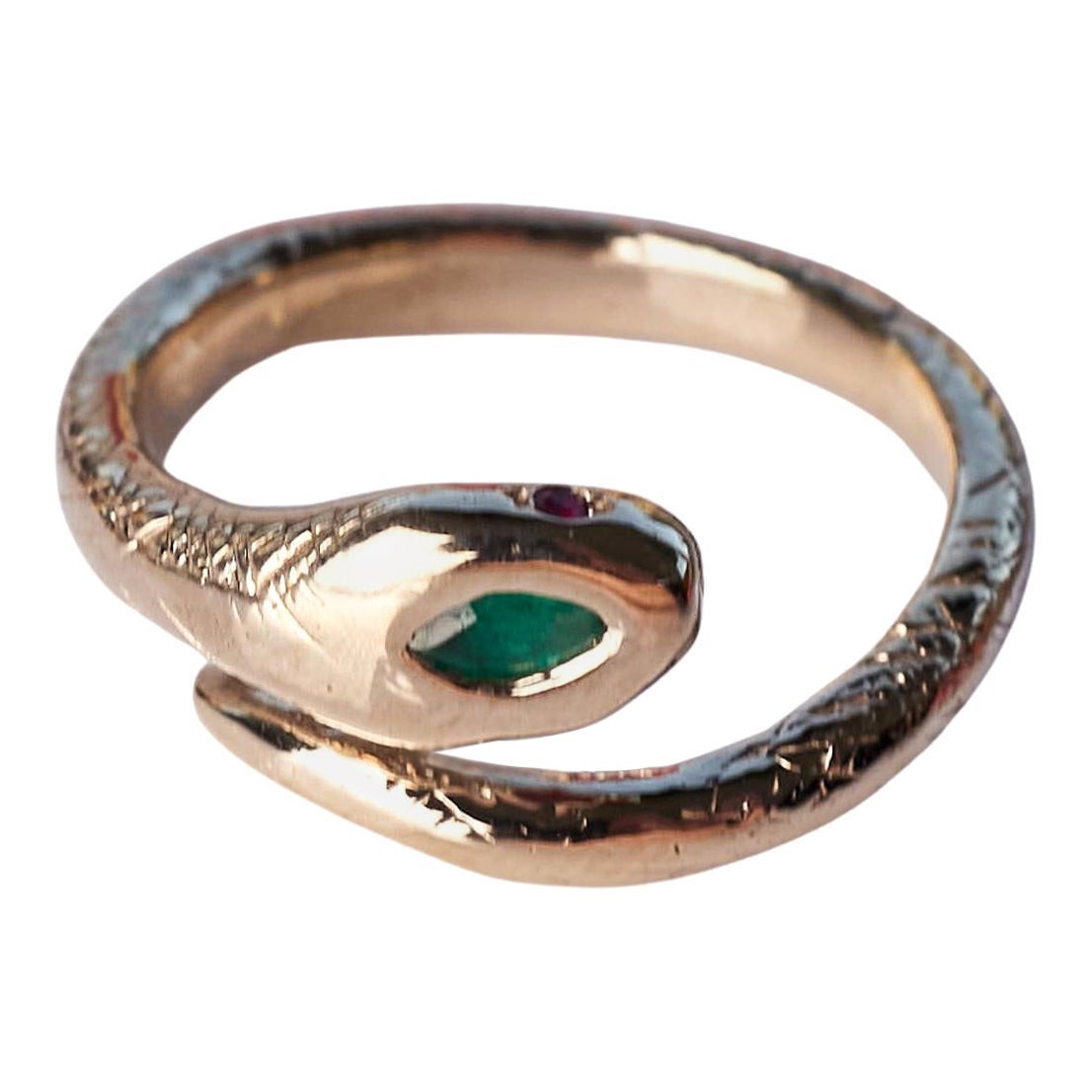 Emerald Snake Ring Victorian Style Ruby Eyes