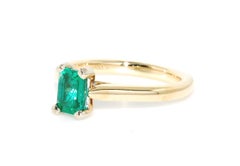 Emerald Solitaire in 14 Karat Yellow Gold