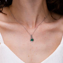 Emerald Solitaire Infinity Knot Pendant Necklace in 14K Solid Gold, 1.2ct