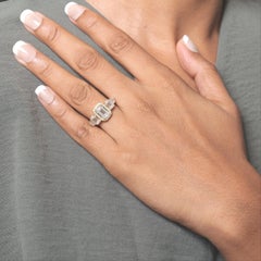 3.82 Carat Emerald Pear Cut Natural Diamond Solitaire Ring, 14k Yellow Gold