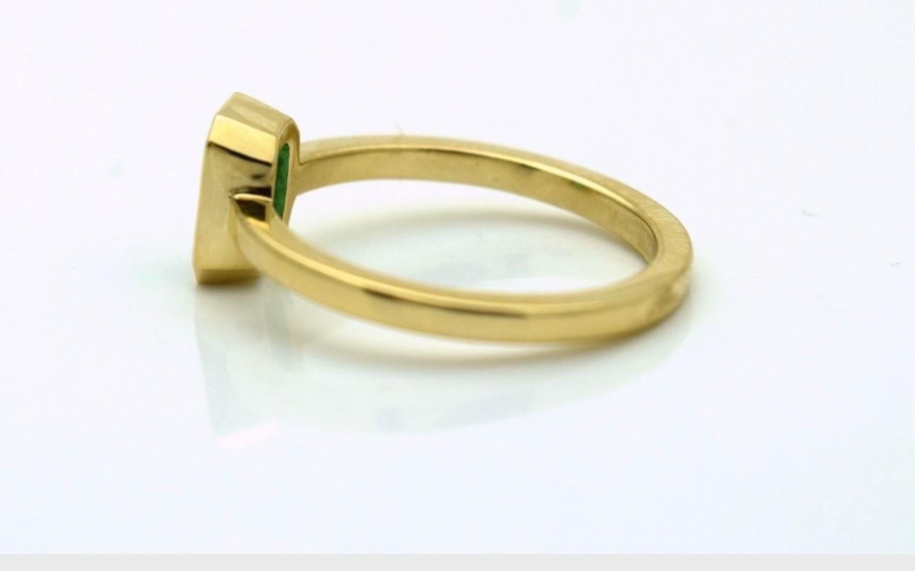 Emerald Cut Emerald solitaire ring 18KT yellow gold emerald cut ring engagement ring For Sale