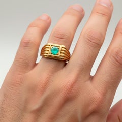 Emerald solitaire ring for men silver, gold