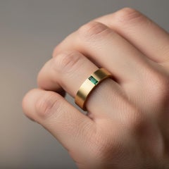 Emerald solitaire ring for men silver, gold