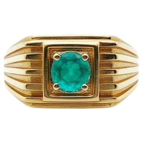 Emerald solitaire ring for men silver, gold
