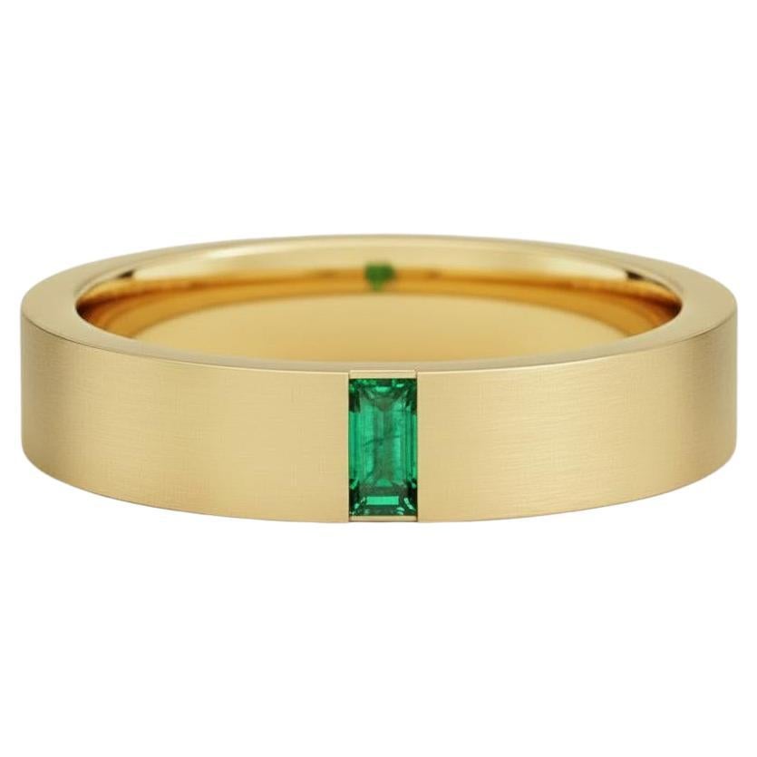 Emerald solitaire ring for men silver, gold