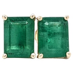 Orecchini con solitario di smeraldo in oro massiccio 14K Taglio smeraldo 7x5 mm