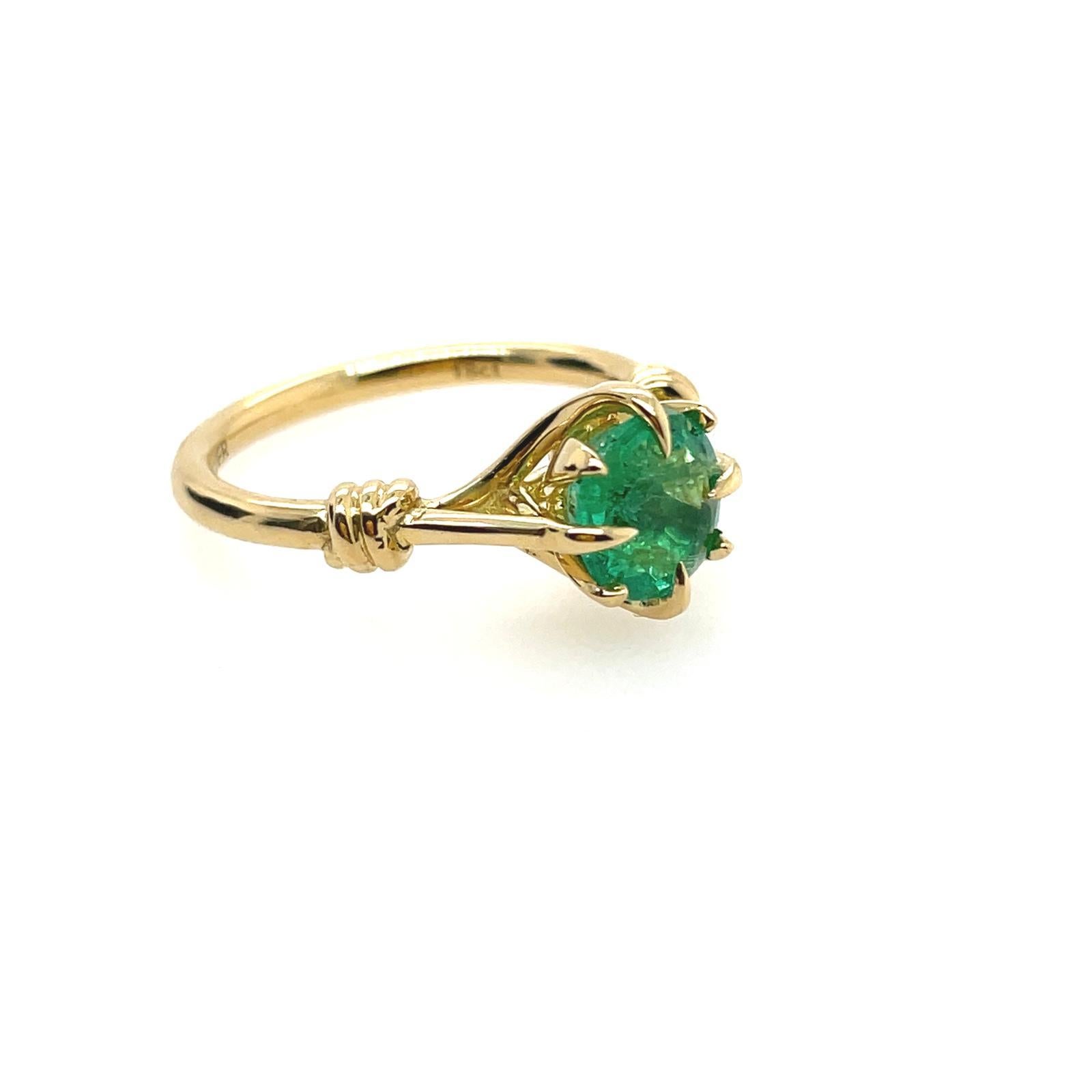 For Sale:  Emerald Solitaire Style Ring in 18ct Gold 13