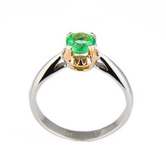 Two Tone Gold, Emerald Engagement Ring