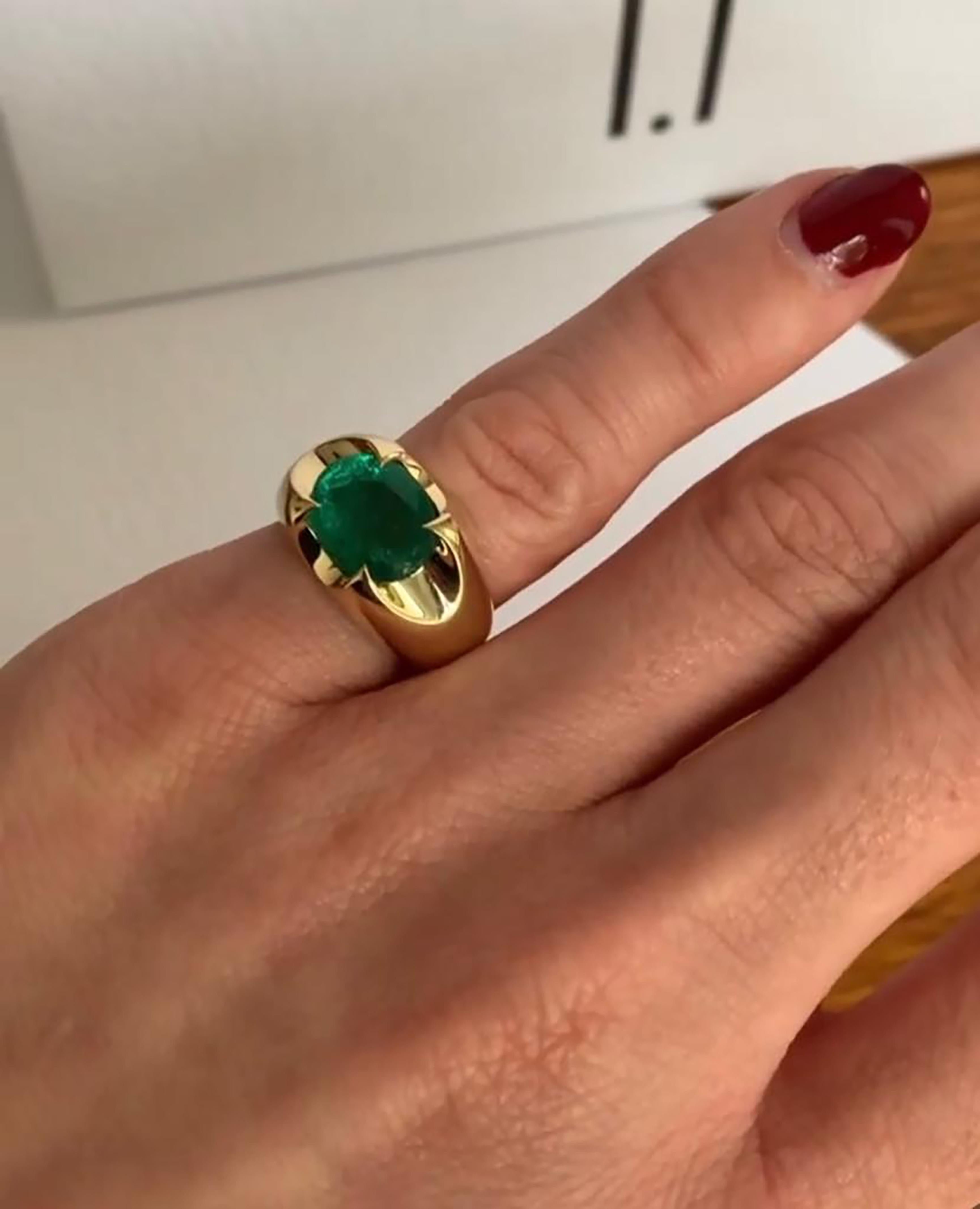 For Sale:  SPEAR TIP RING Yellow gold with an oval emerald at the centre by Liv Luttrell 3