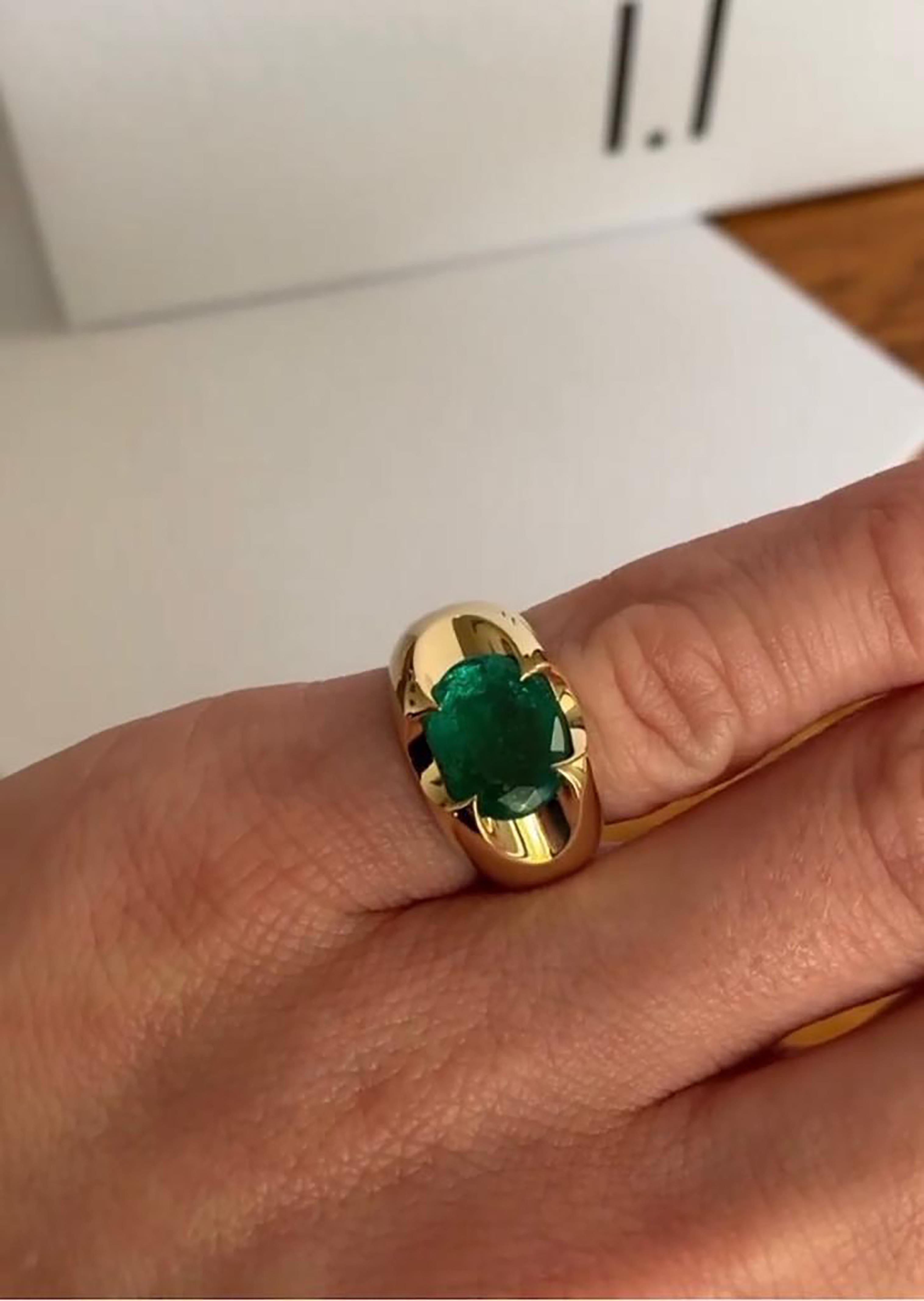 For Sale:  SPEAR TIP RING Yellow gold with an oval emerald at the centre by Liv Luttrell 4