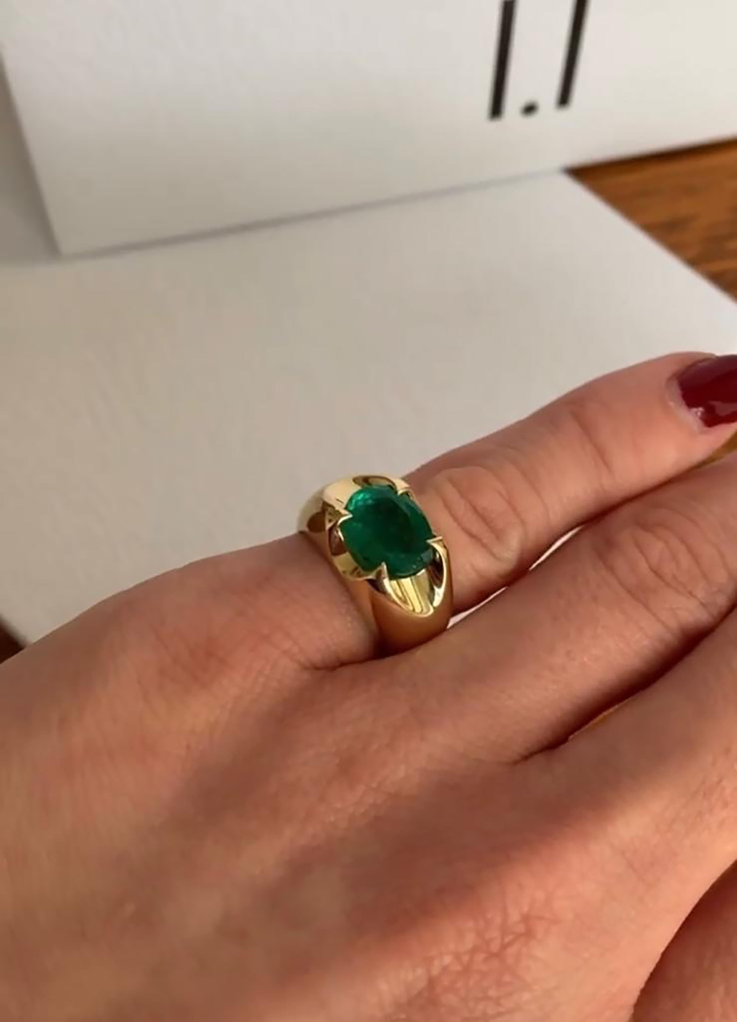 For Sale:  SPEAR TIP RING Yellow gold with an oval emerald at the centre by Liv Luttrell 5
