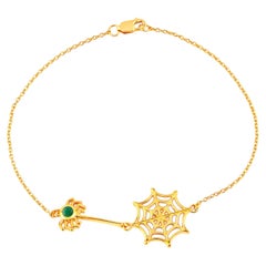 Emerald Spider Bracelet 0.08 Carats Gold Plated Silver
