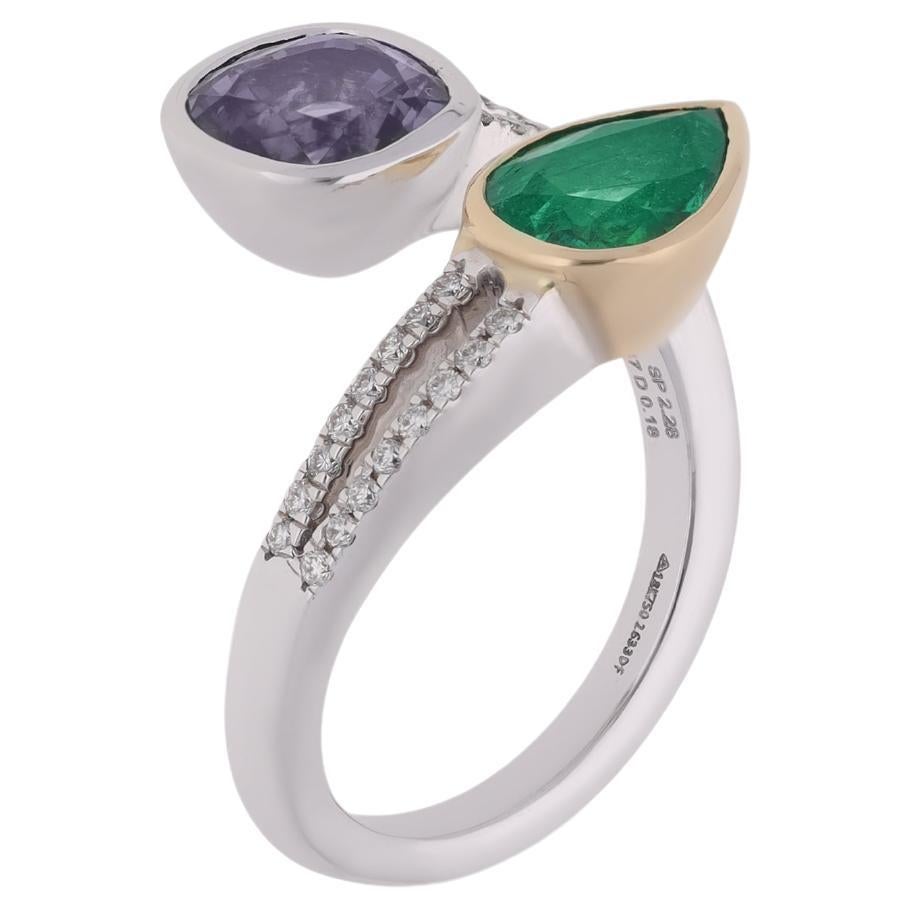Emerald, Spinal and Diamond Ring For Sale