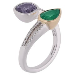 Emerald, Spinal and Diamond Ring