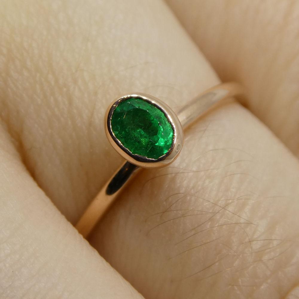 Contemporary Colombian Emerald Stacker Ring set in 10kt Pink/Rose Gold For Sale