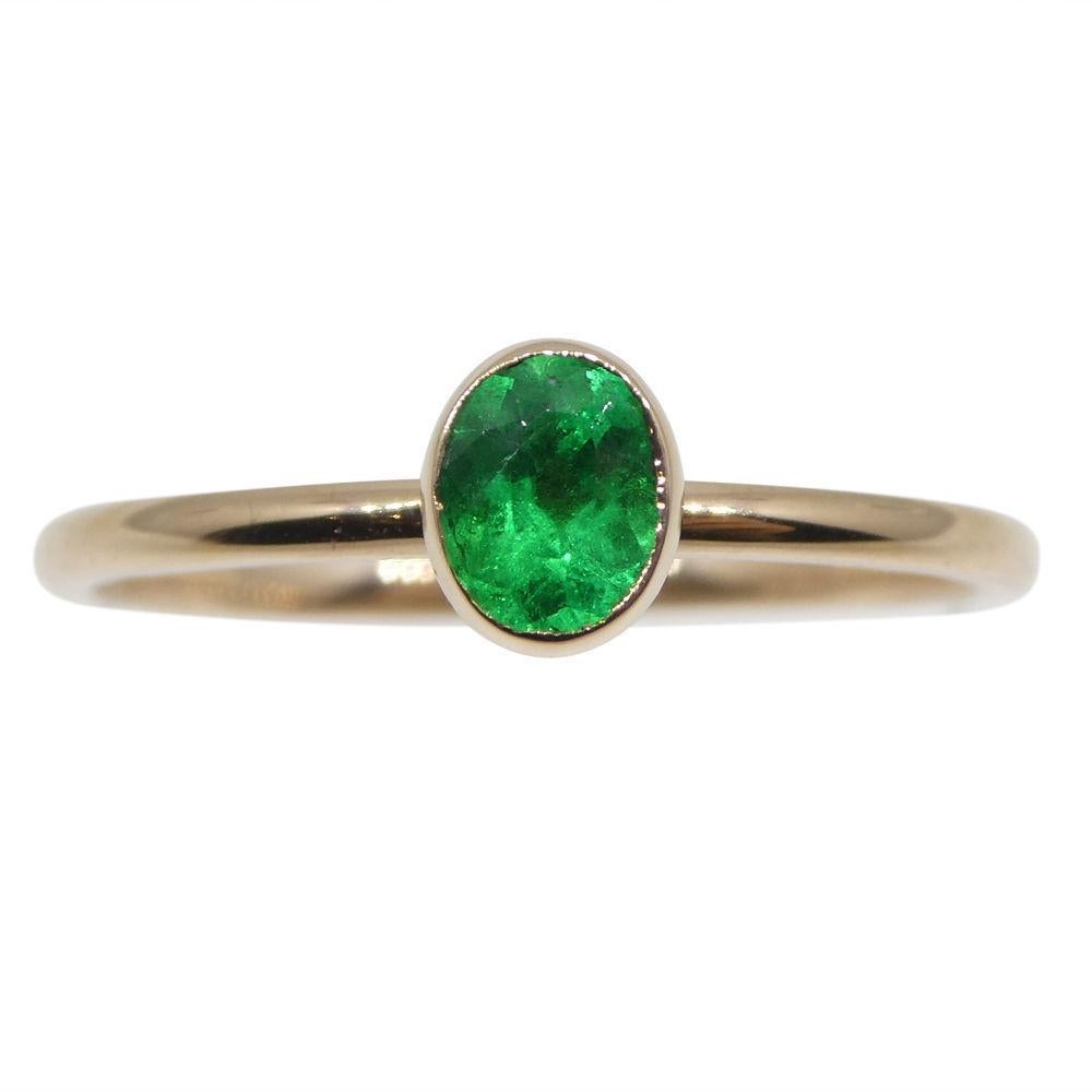 Rose Cut Colombian Emerald Stacker Ring set in 10kt Pink/Rose Gold For Sale