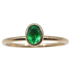 Kolumbianischer Smaragd-Stacker-Ring aus 10kt Rosa/Roségold